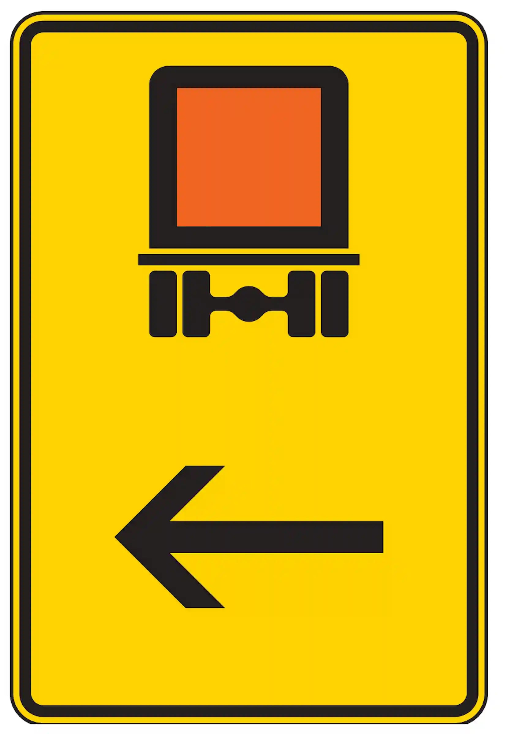 Verkehrszeichen 422-12: Umleitung für Gefahrguttransporte – links abbiegen.