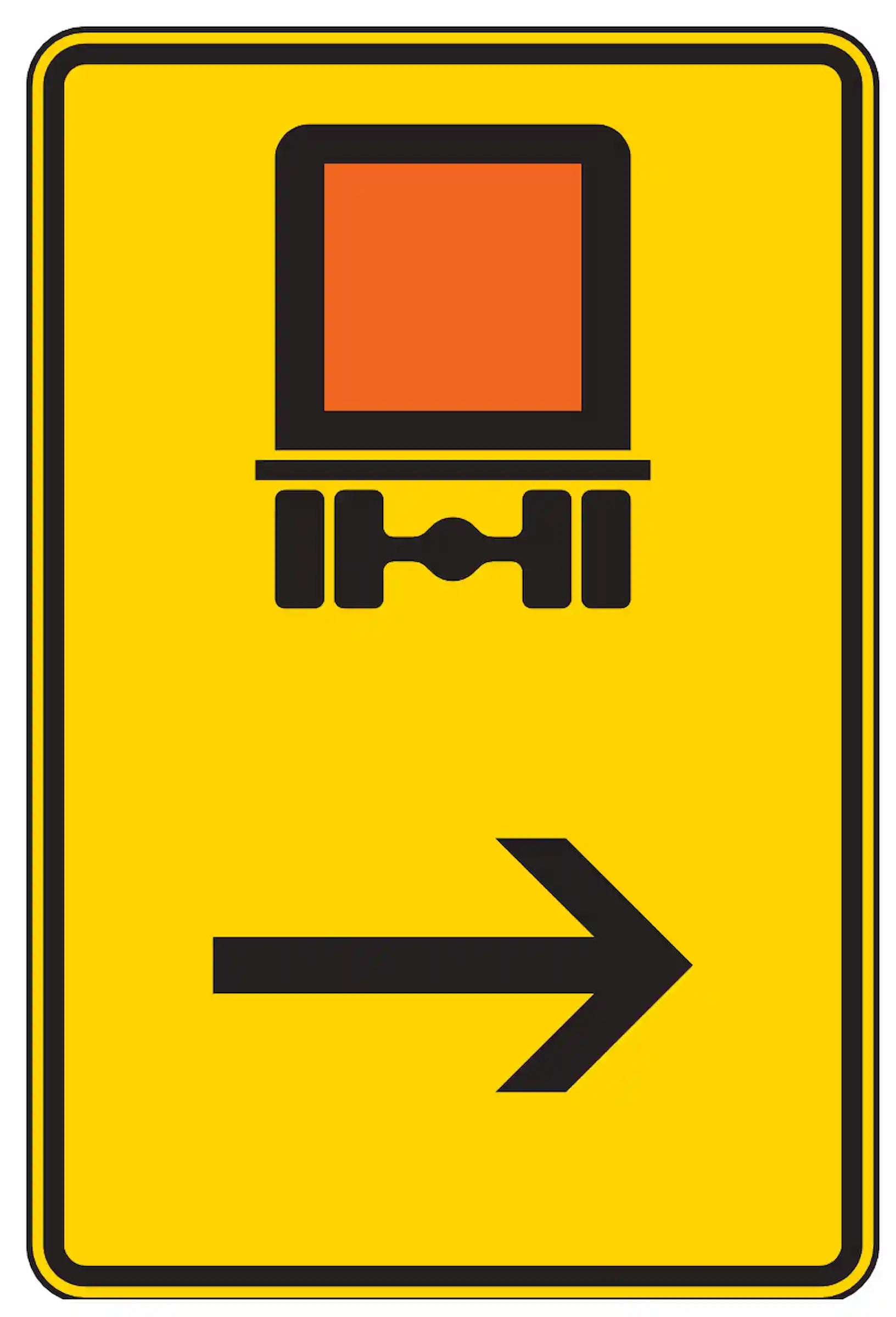 Verkehrszeichen 422-22: Umleitung für Gefahrguttransporte – rechts abbiegen.