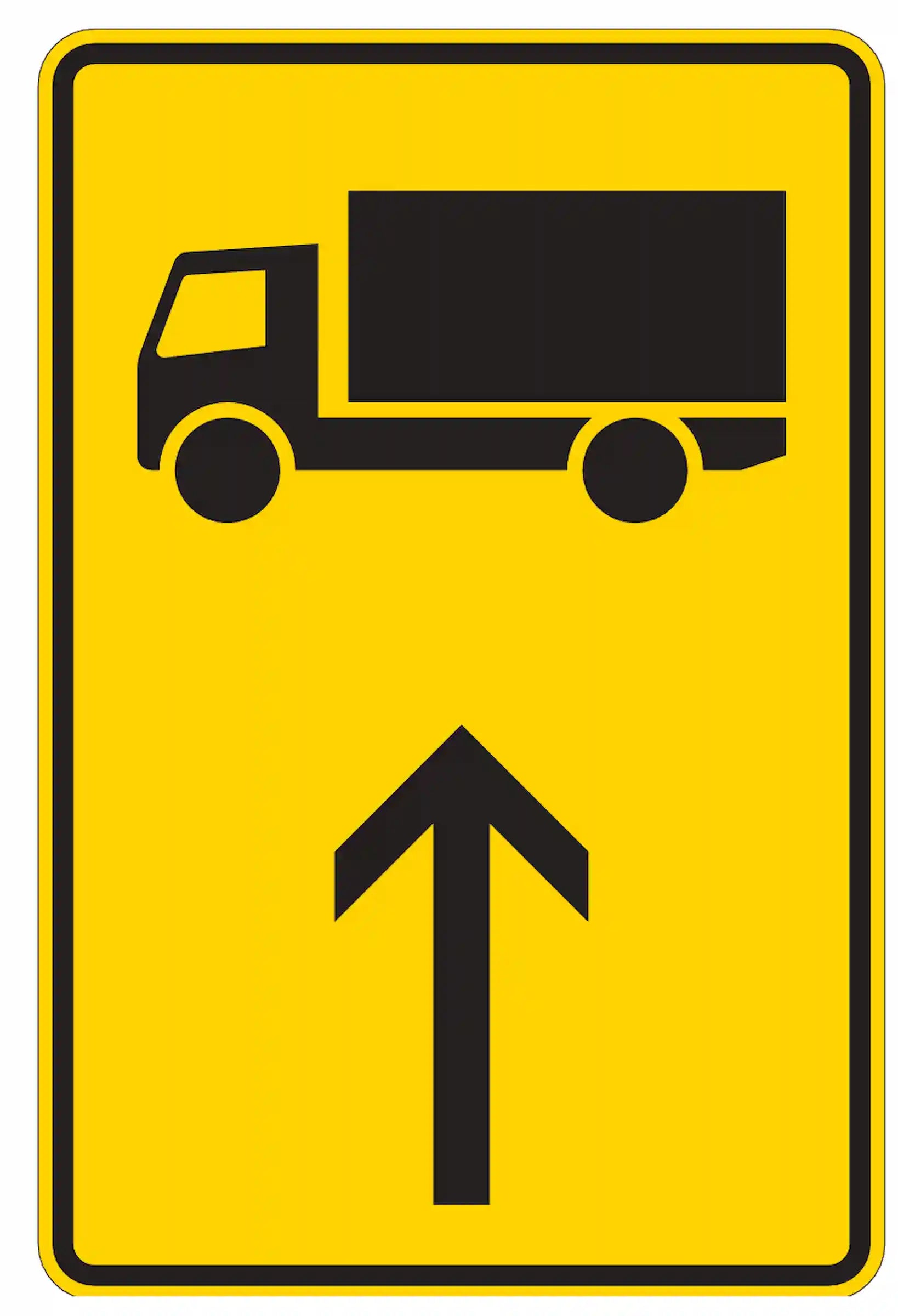 Verkehrszeichen 422-30: Umleitung für Fahrzeuge über 3,5 t – geradeaus folgen.