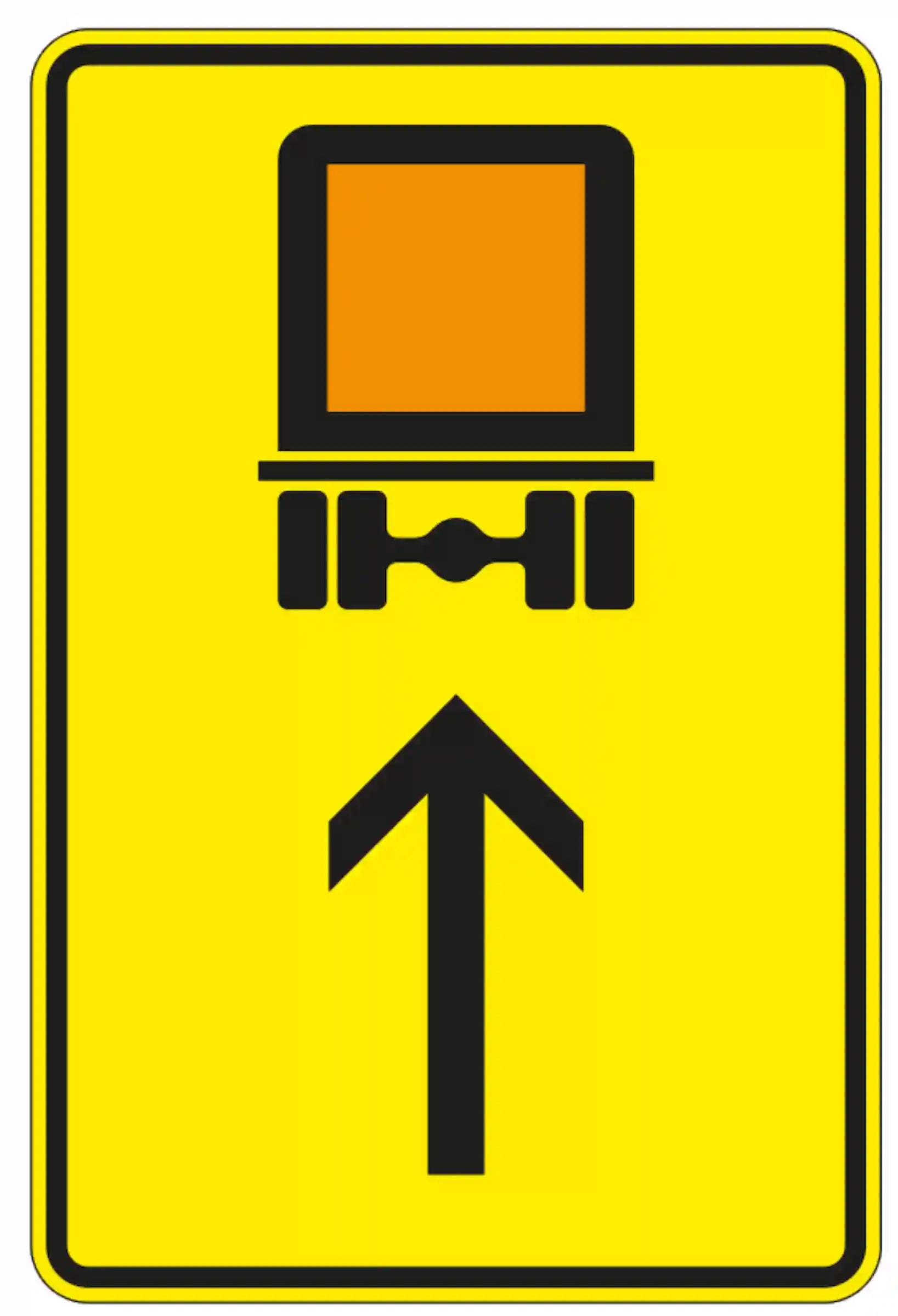 Verkehrszeichen 422-32: Gefahrguttransporte – Fahrtrichtung geradeaus.