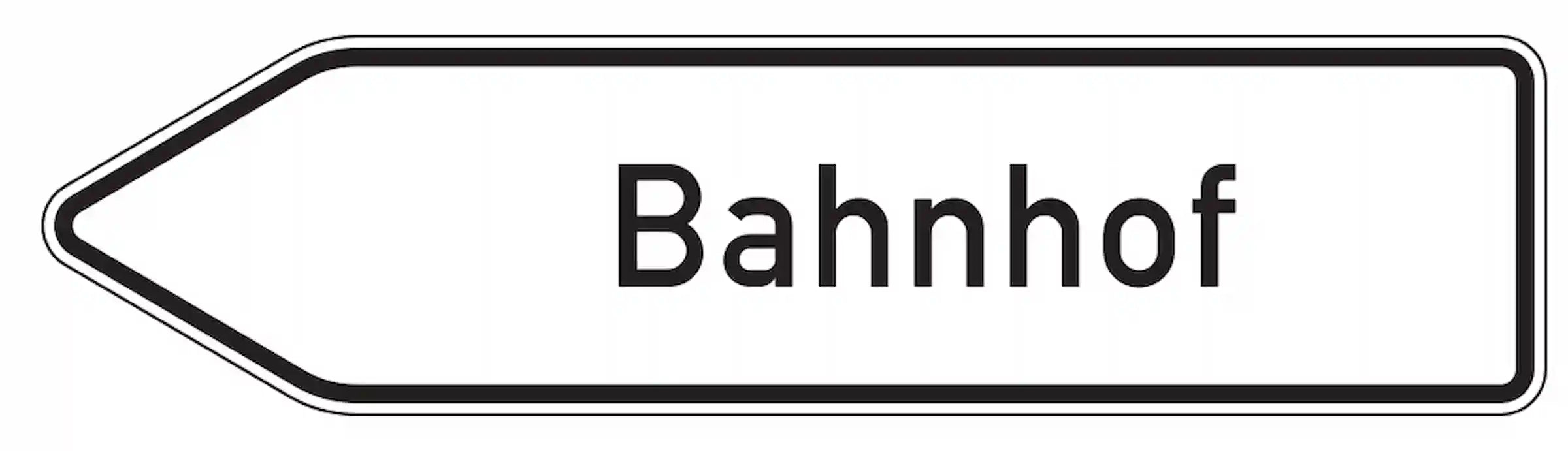 Verkehrszeichen "Pfeilwegweiser zu Zielen mit erheblicher Verkehrsbedeutung, linksweisend" - VZ 432-10