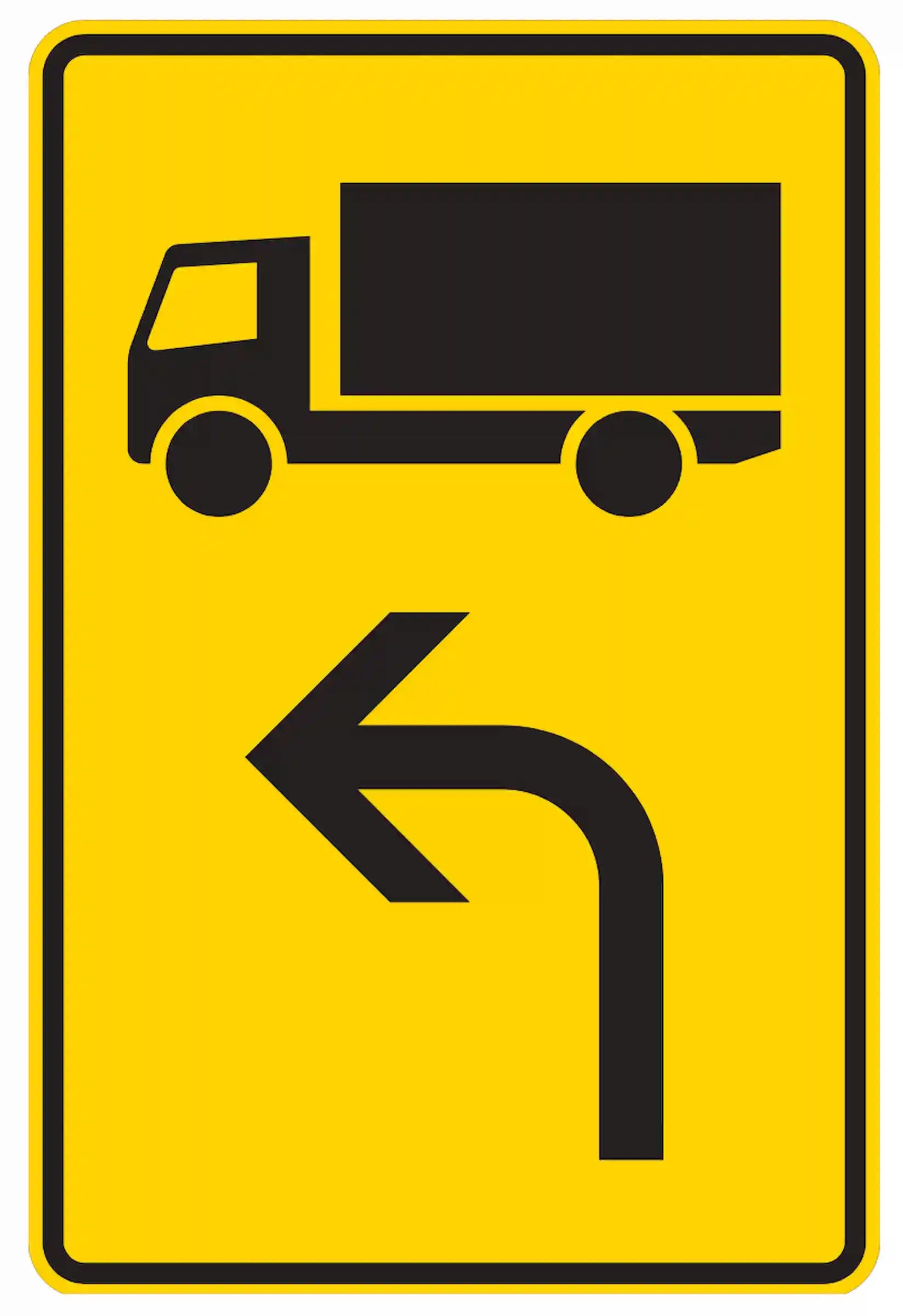 Verkehrszeichen 442-10: LKW-Umleitung nach links.