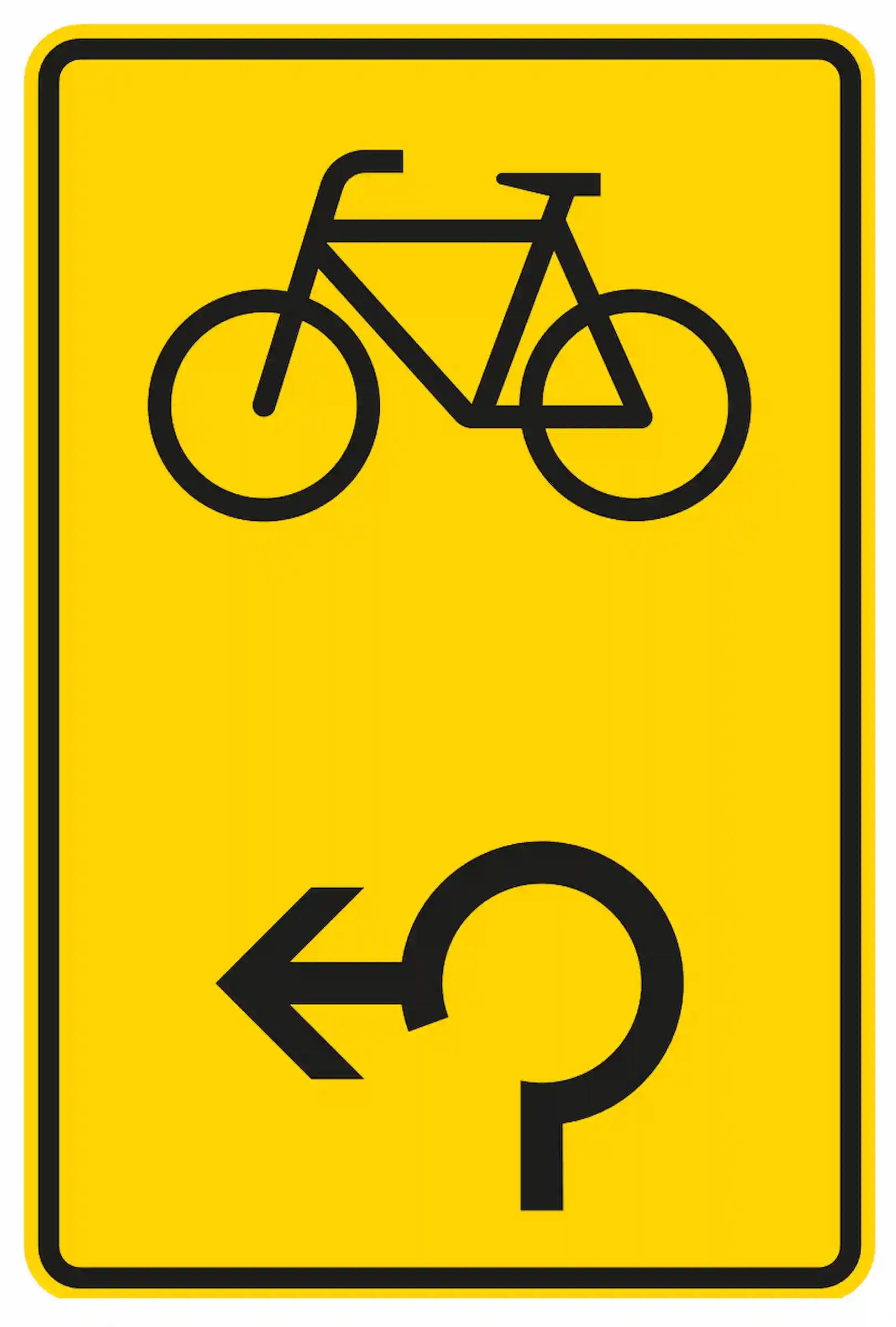 Verkehrszeichen 442-17: Umleitung im Kreisverkehr für Radverkehr, linksweisend.