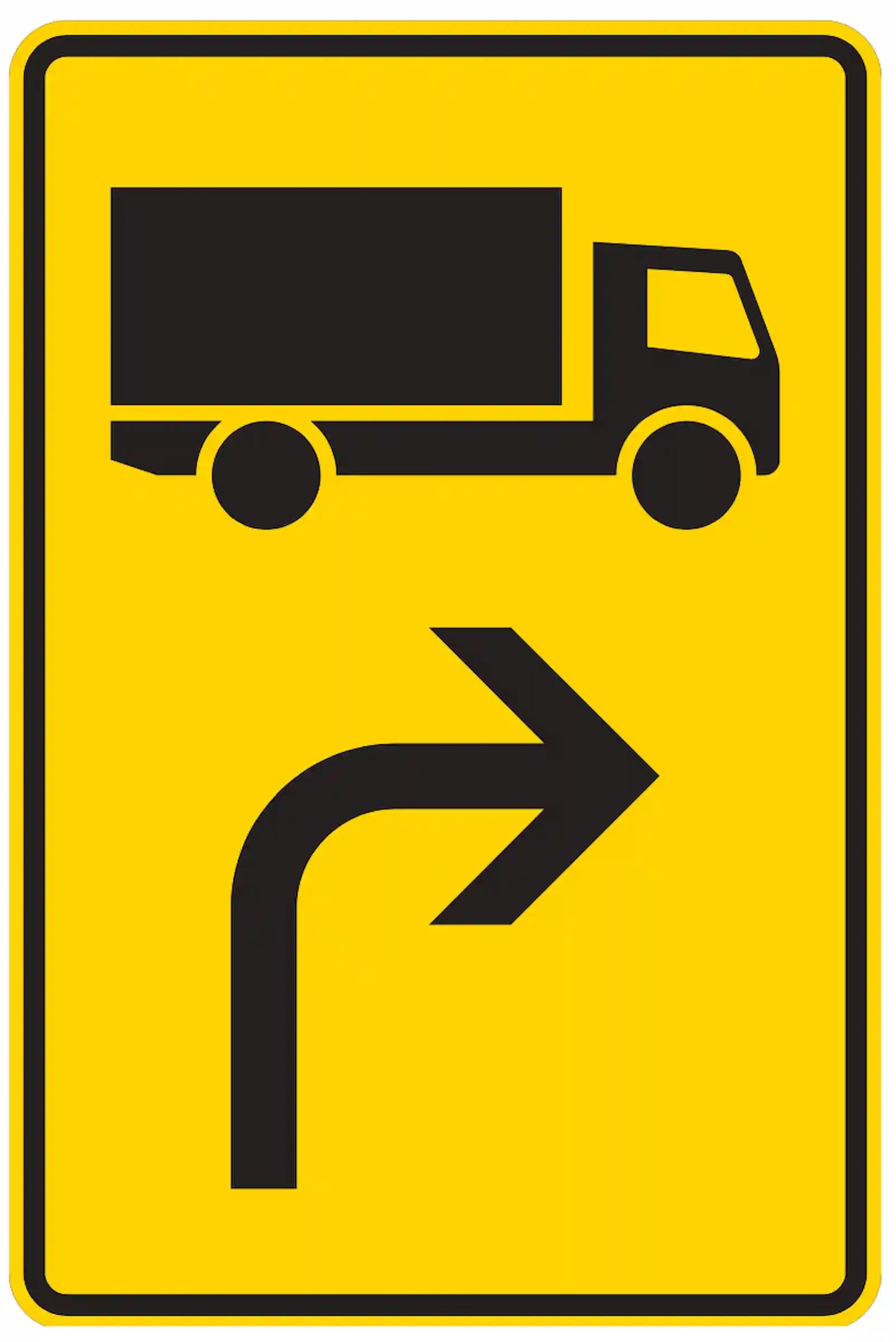 Verkehrszeichen 442-20: Lkw-Umleitung nach rechts.