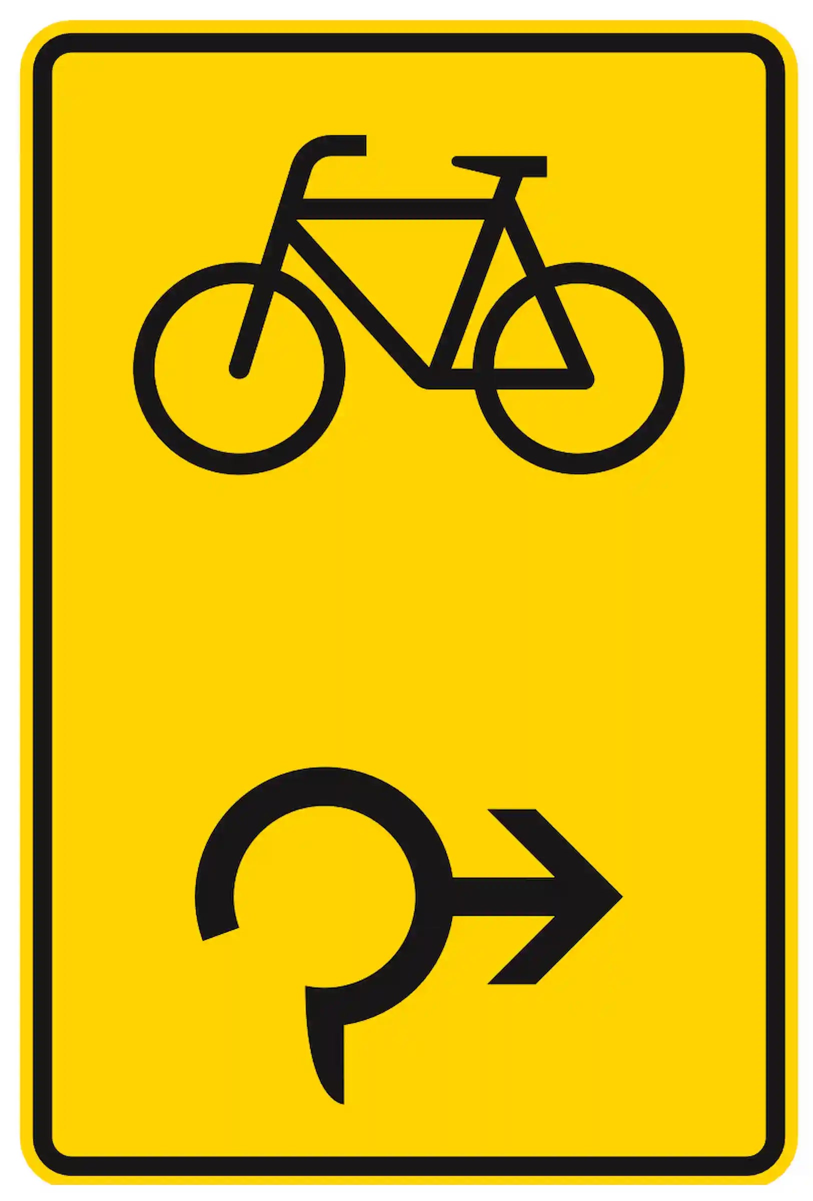 Verkehrszeichen 442-27: Umleitung für Radverkehr im Kreisverkehr, rechtsweisend.