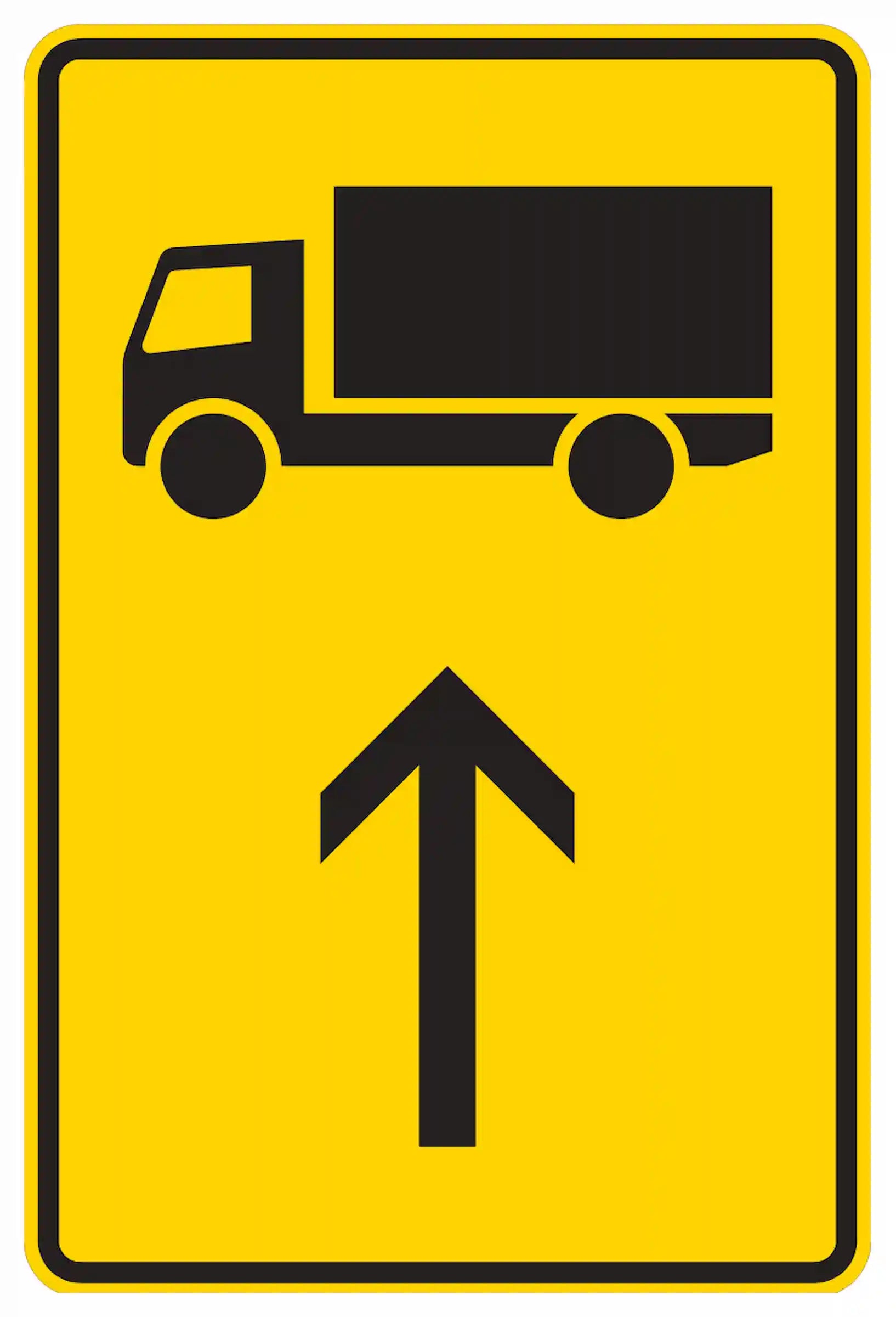 Verkehrszeichen 442-30: Umleitung für Fahrzeuge über 3,5 t im Kreisverkehr geradeaus.