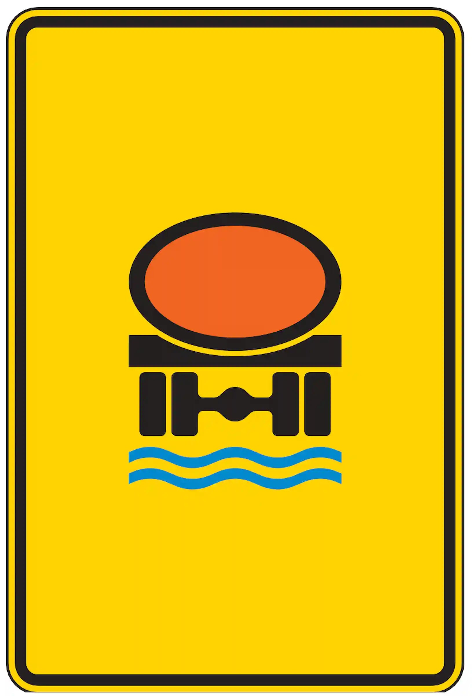Verkehrszeichen 442-52: Vorwegweiser für wassergefährdende Transporte ohne Richtungsangabe.