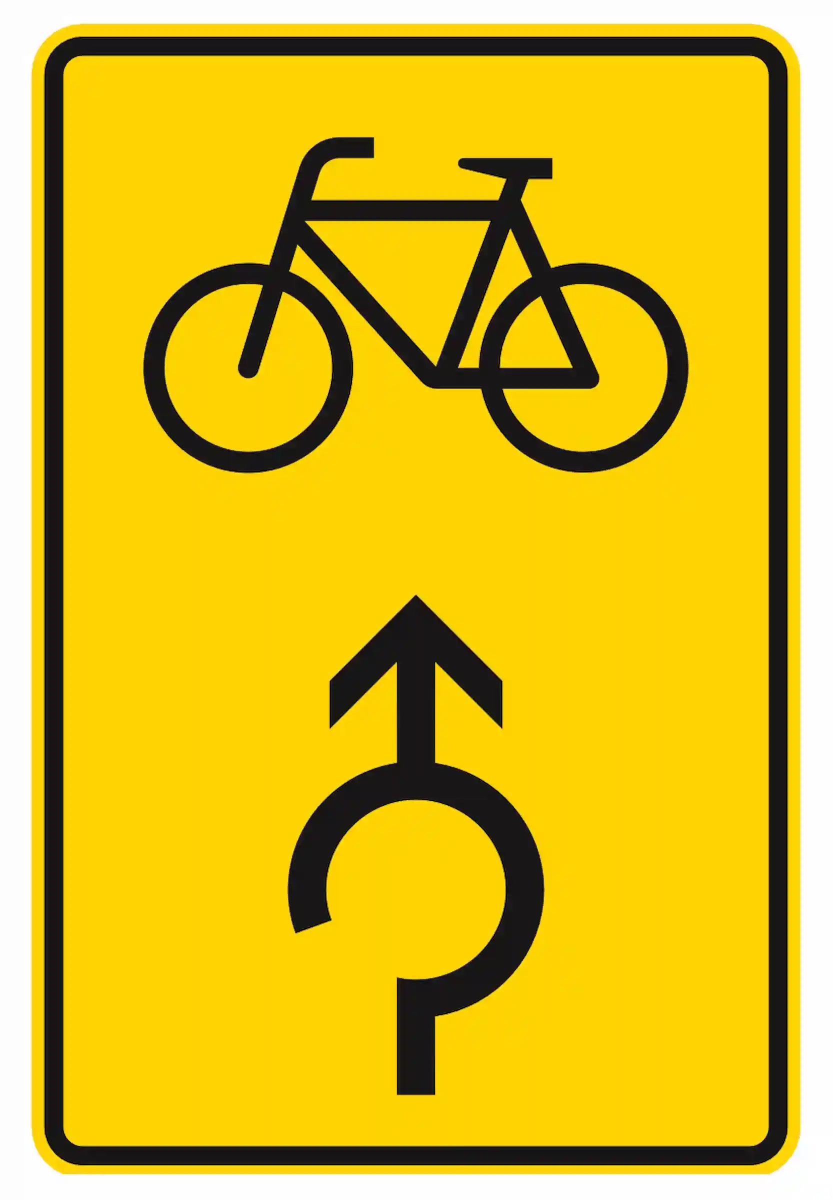 Verkehrszeichen 442-33: Umleitung für Radverkehr im Kreisverkehr, geradeaus.