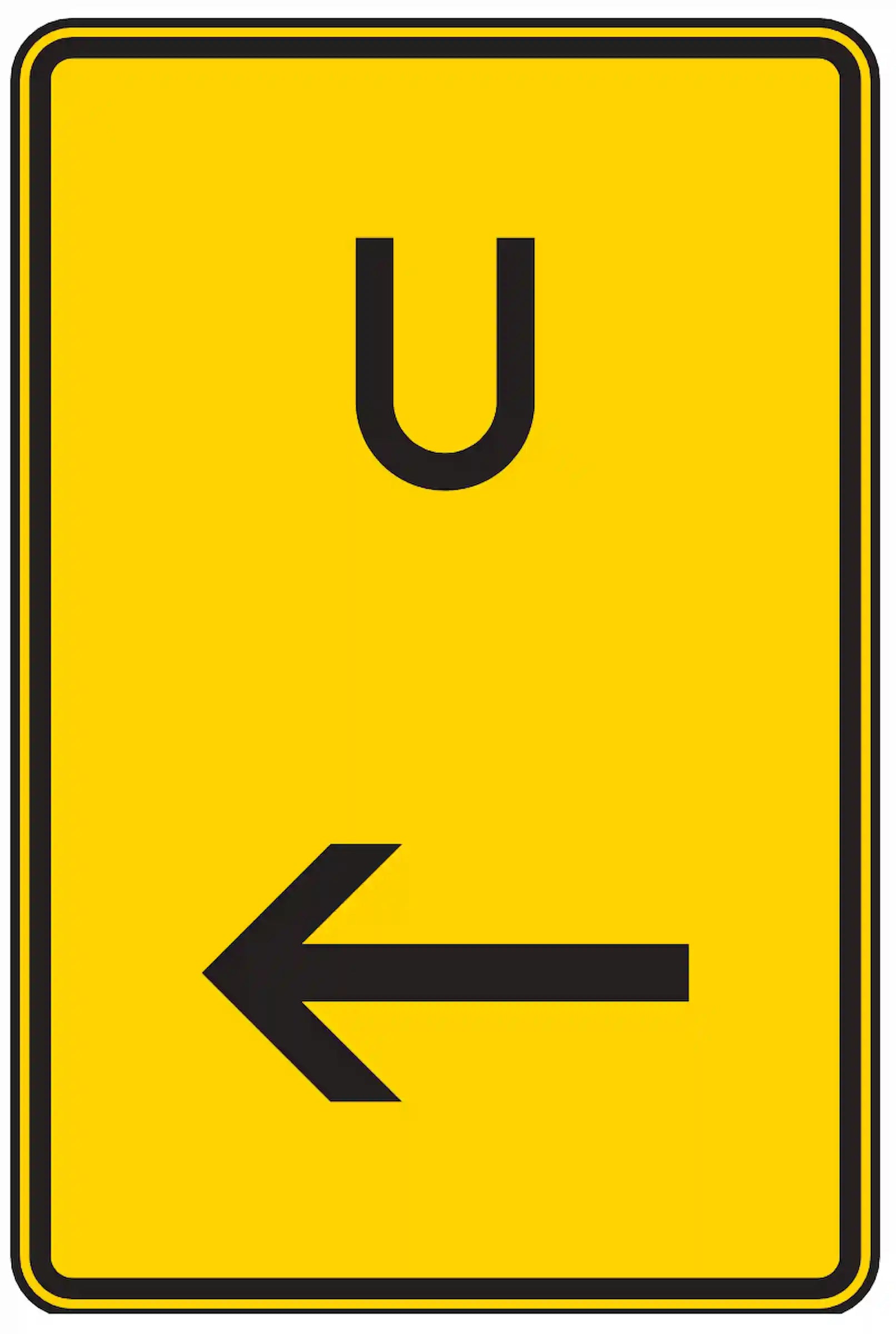 Verkehrszeichen 455.1-11: Umleitung verläuft hier nach links.