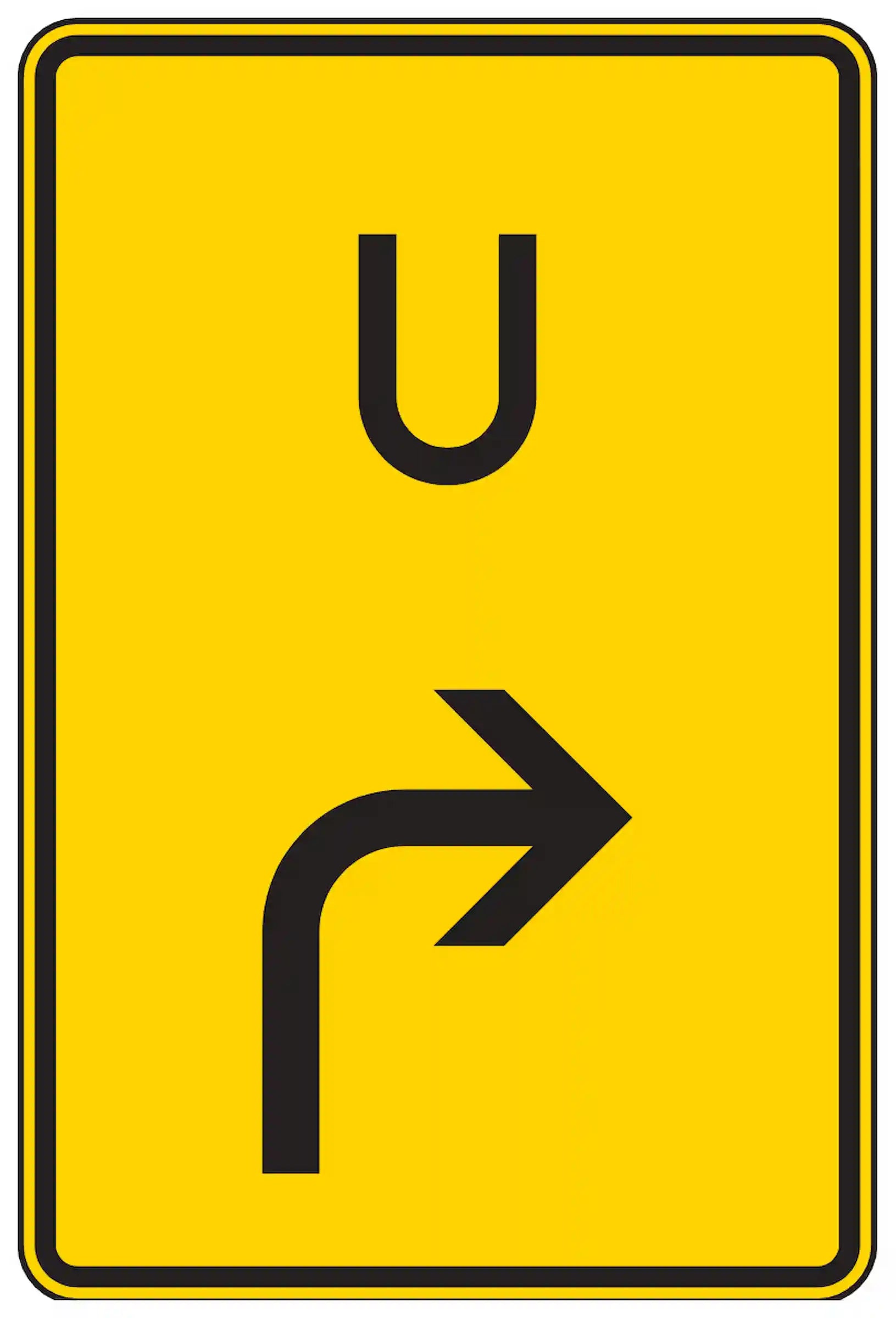 Verkehrszeichen 455.1-20: Umleitungsankündigung mit Rechtsabbiegerpfeil.