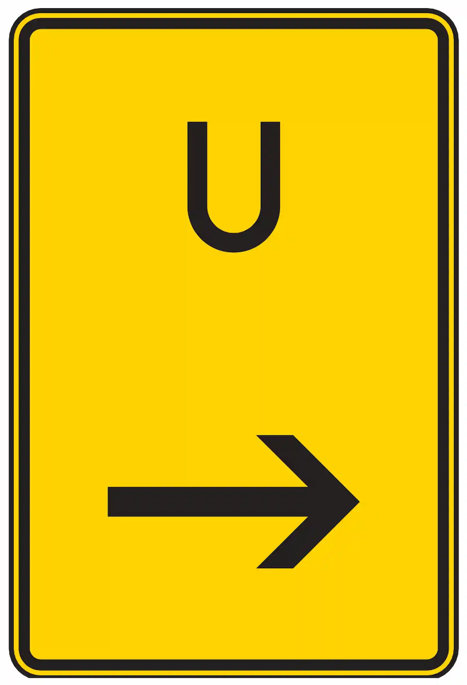 Verkehrszeichen 455.1-21: Umleitung führt hier nach rechts.