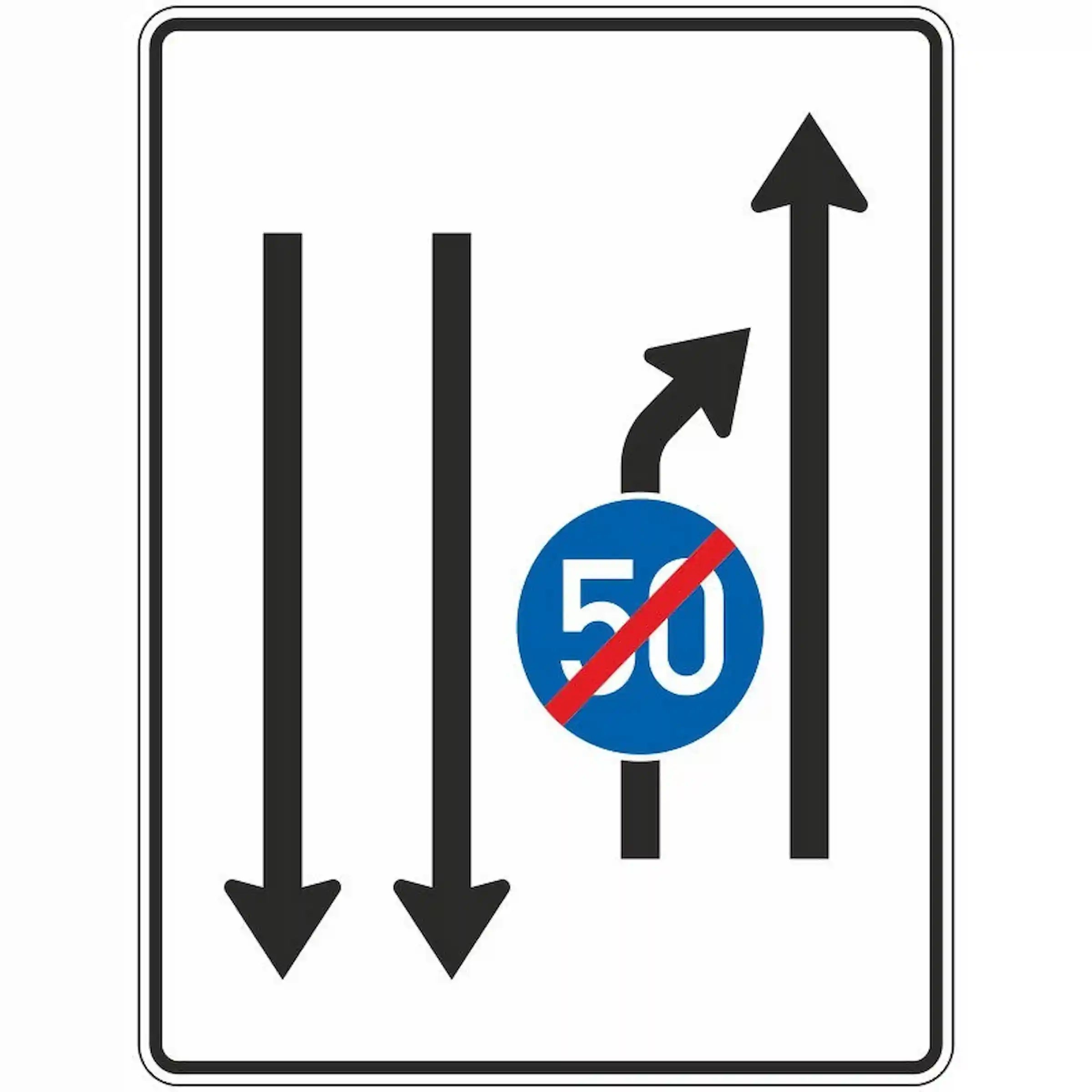 Verkehrszeichen 536-21 „Einengungstafel“ mit Zeichen 279 - VZ 536-21