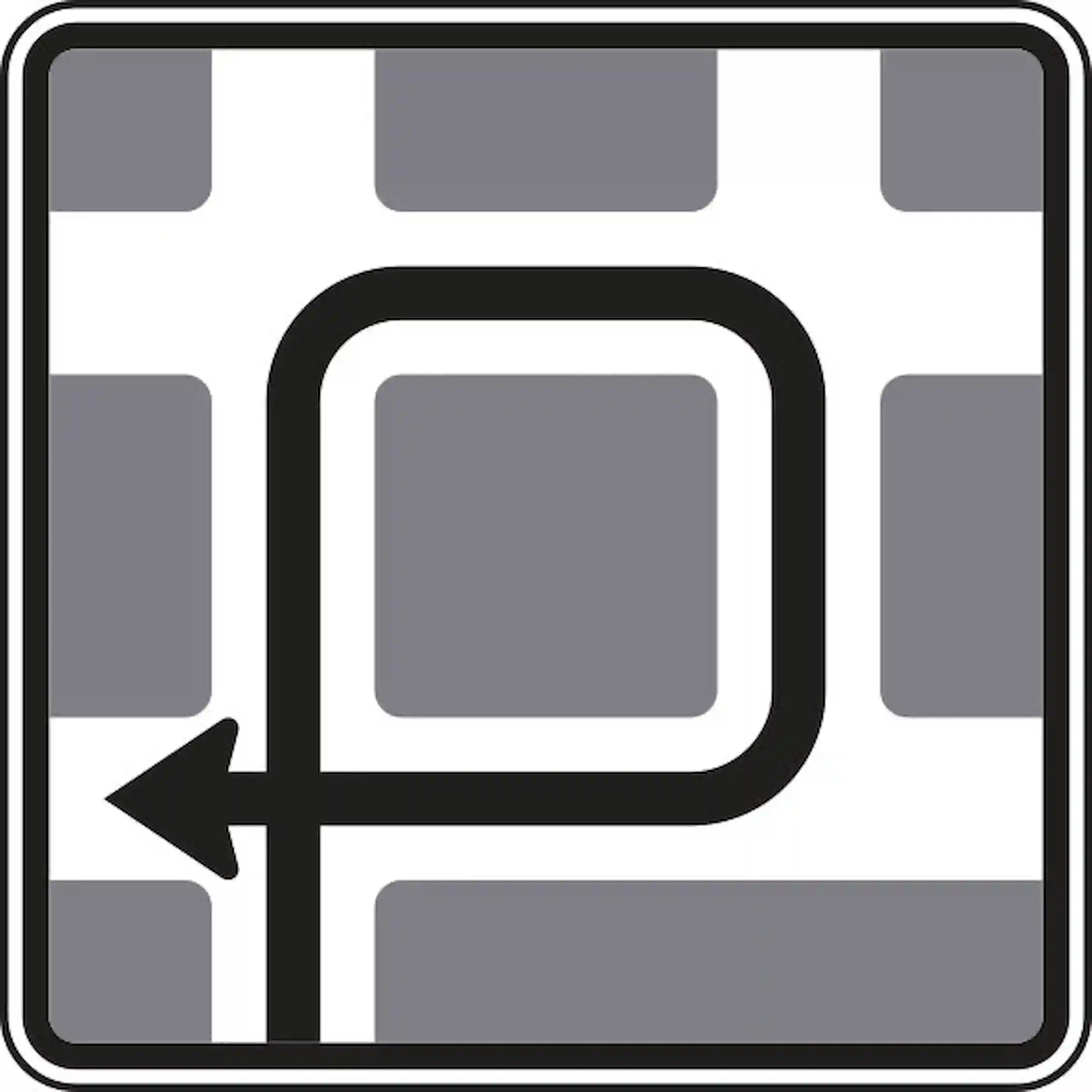 Verkehrszeichen 590-11 „Blockumfahrung rechts – rechts– rechts“ - VZ 590-11