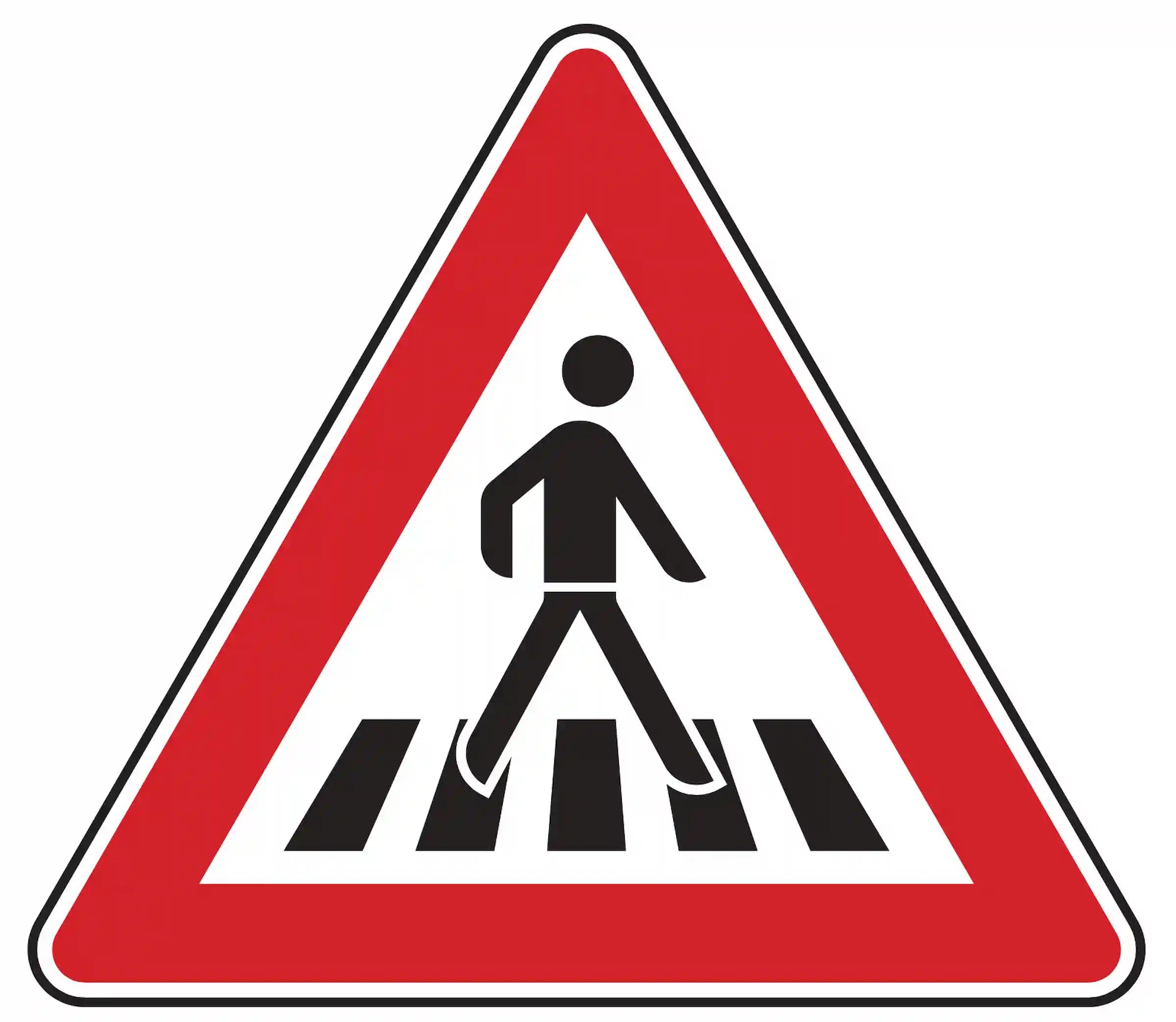 Verkehrszeichen 101-21 – Fußgängerüberweg (Warnschild, Aufstellung links)