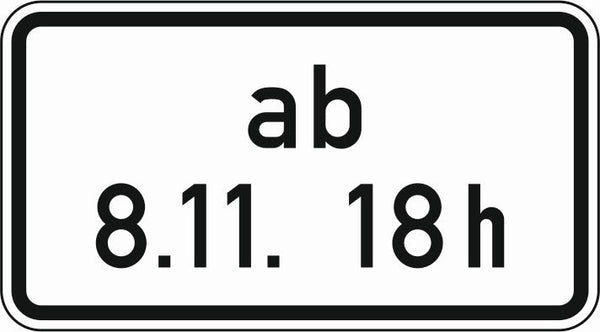 Verkehrszeichen "Ab Zeitpunkt" - VZ 1040-34