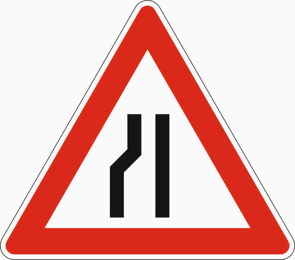 Verkehrszeichen "Einseitige verengte Fahrbahn, Verengung links" - VZ 121-20