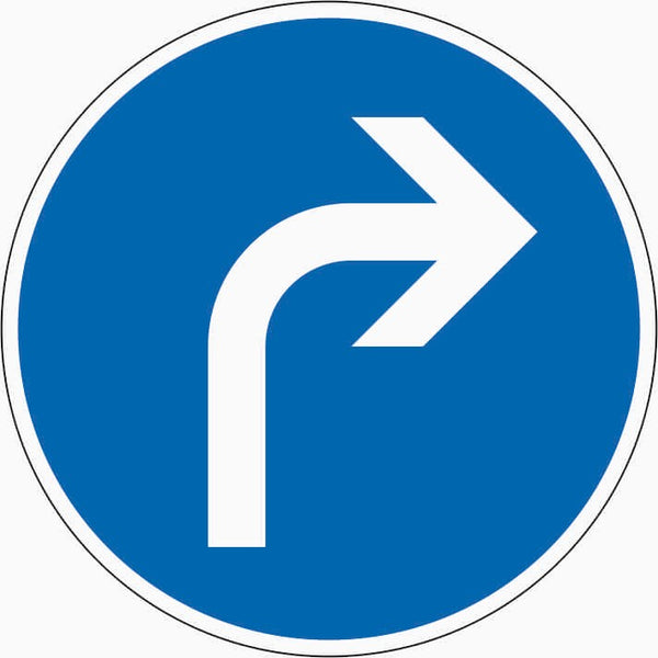 Verkehrszeichen "Vorgeschriebene Fahrtrichtung rechts" - VZ 209