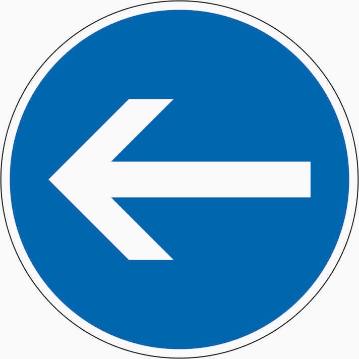 Verkehrszeichen "Vorgeschriebene Fahrtrichtung hier links" - VZ 211-10