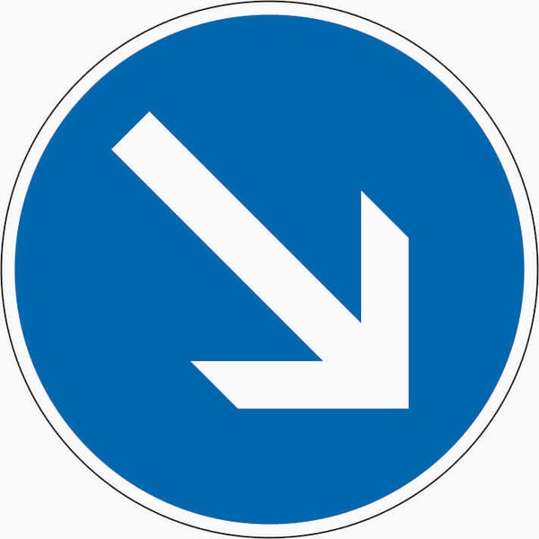 Verkehrszeichen "Vorgeschriebene Fahrtrichtung rechts vorbei" - VZ 222