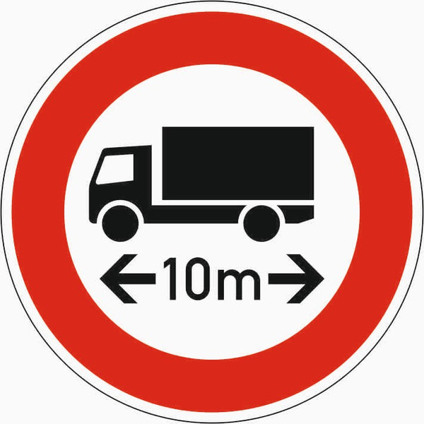 Verkehrszeichen "Verbot für Fahrzeuge über angegebene tatsächliche Länge" - VZ 266