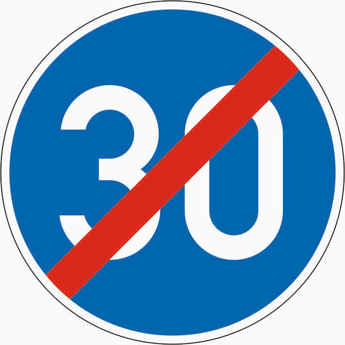 Verkehrszeichen "Ende der vorgeschriebenen Mindestgeschwindigkeit" - VZ 279