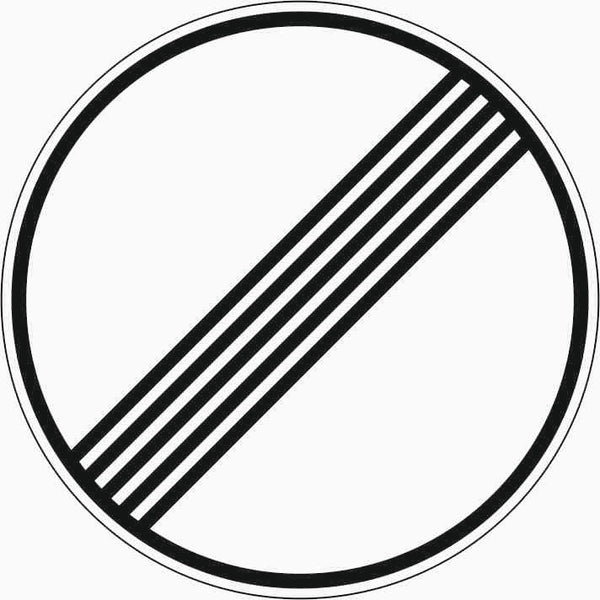 Verkehrszeichen "Ende sämtlicher streckenbezogener Geschwindigkeitsbeschränkungen und Überholverbote" - VZ 282