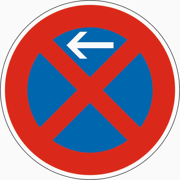 Verkehrszeichen "Absolutes Haltverbot Anfang (Aufstellung rechts)" - VZ 283-10