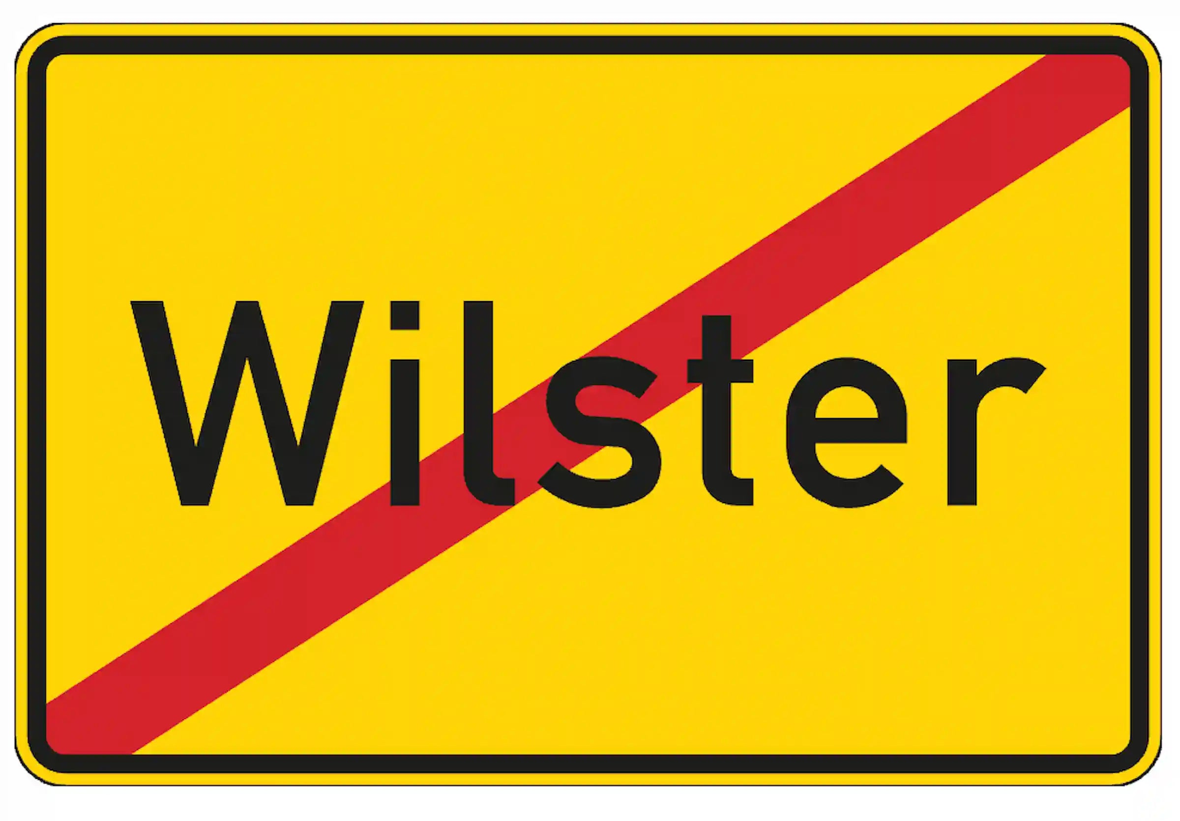 Verkehrszeichen 311.1: Rückseite einer Ortstafel, zeigt das Ende einer Ortschaft an.