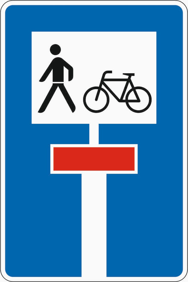 Verkehrszeichen "Für Radverkehr und Fußgänger durchlässige Sackgasse" - VZ 357-50