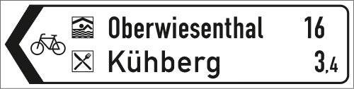 Radwegschild als Pfeilwegweiser, einseitig