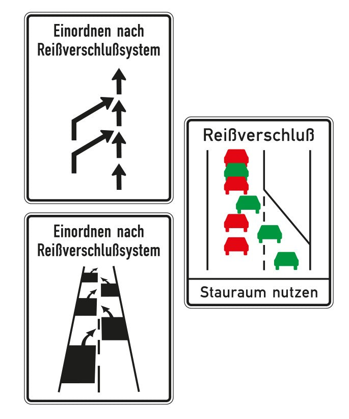 Verkehrszeichen "Reißverschlussverfahren"