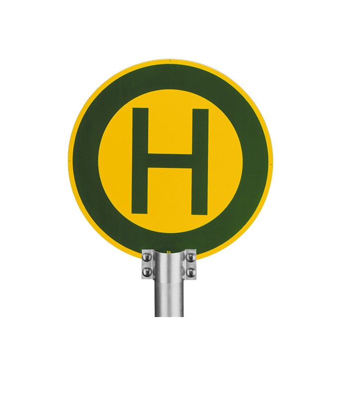 Spezialschelle zur Befestigung von Haltestellenschildern