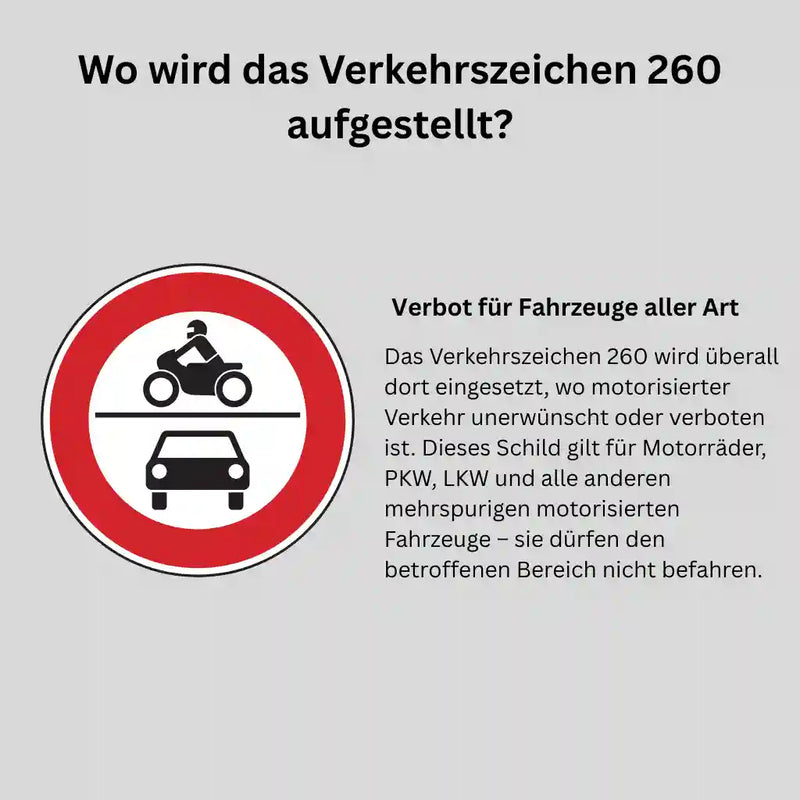 Verkehrszeichen "Verbot für Kraftfahrzeuge" - VZ 260
