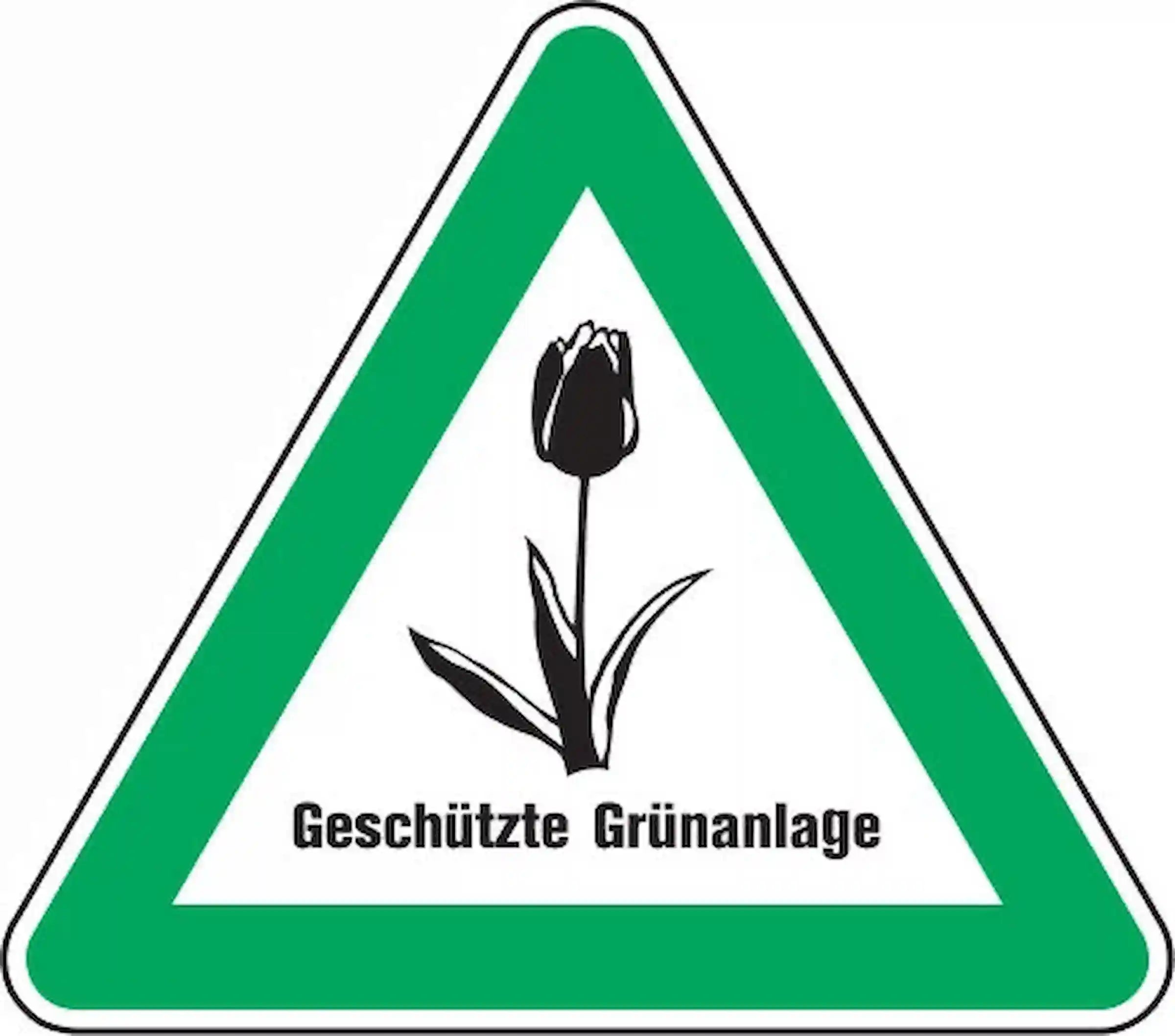 Verkehrszeichen "Tulpenschild - Geschützte Grünanlage"