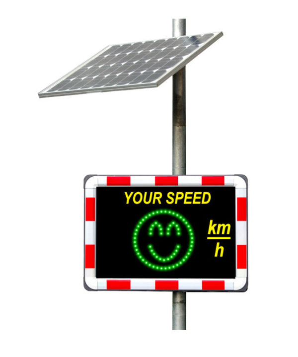 Geschwindigkeits-Warnanzeige "Emotica Compact" mit Solaranschluss zur stationären Montage