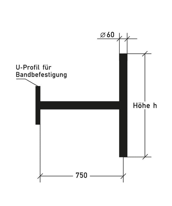 Ausleger für Bandbefestigung - horizontale Schildbefestigung