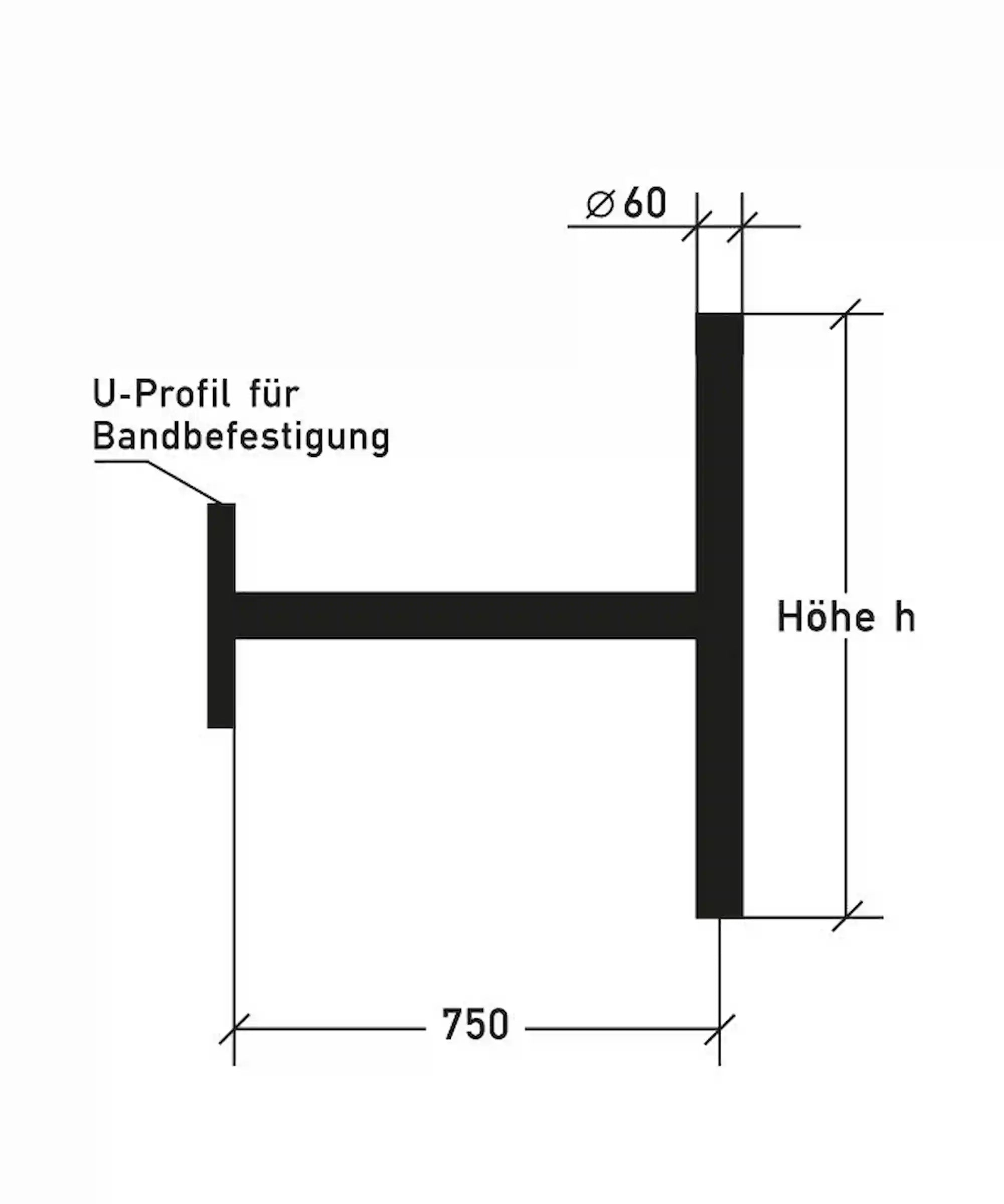 Ausleger für Bandbefestigung - vertikel Schildbefestigung