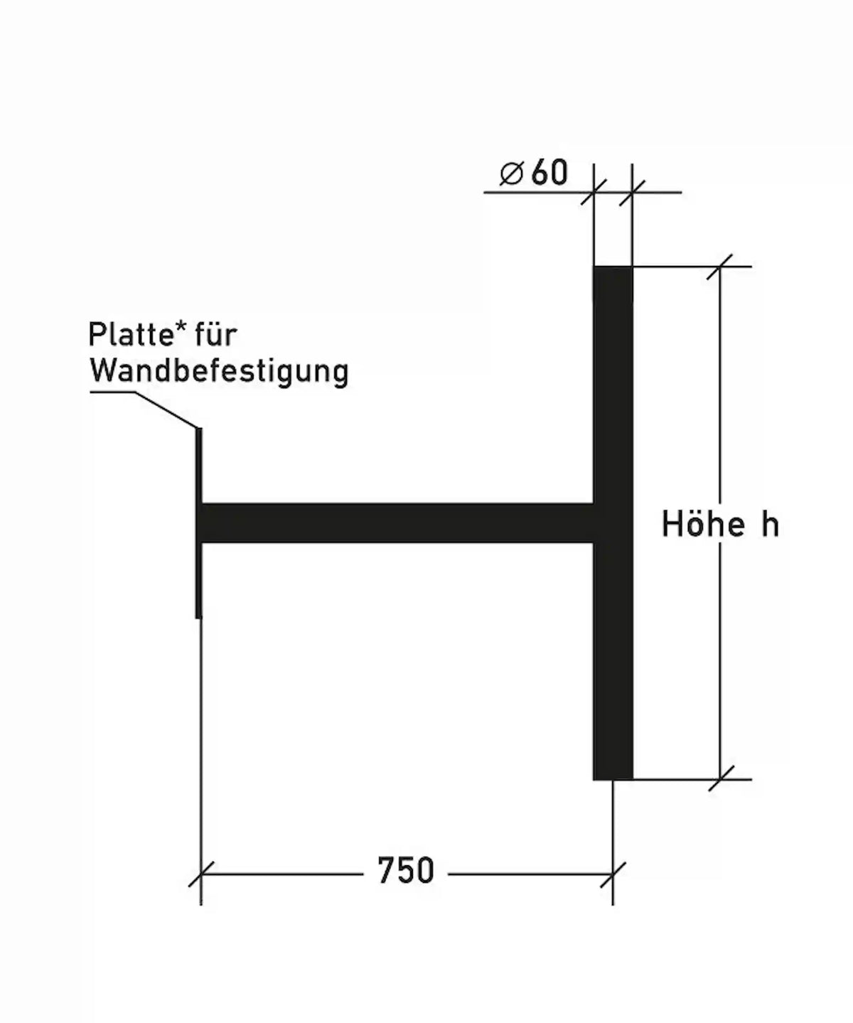 Ausleger für Wandbefestigung - horizontale Schildbefestigung
