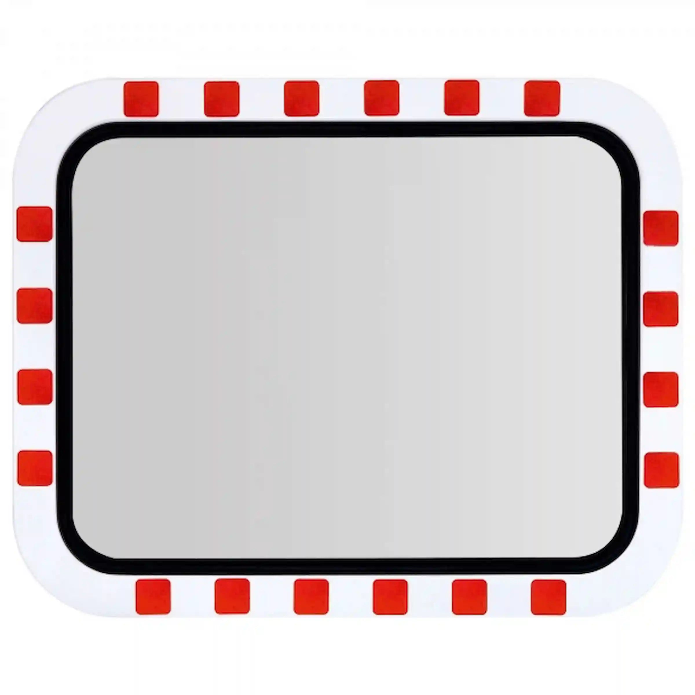 Hochglänzender DURABEL ECO Spiegel mit rotem Reflexrahmen – ideal bei starker Verschmutzung.