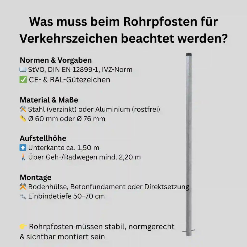 Rohrpfosten aus Stahl (inkl. Erdanker und Rohrkappe)
