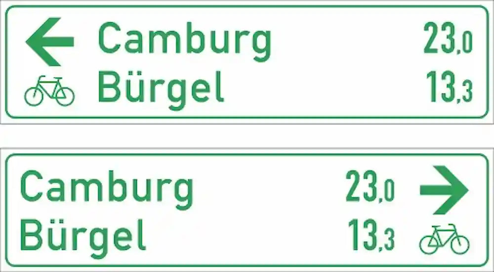 Radwegschild als Tabellenwegweiser, doppelseitig