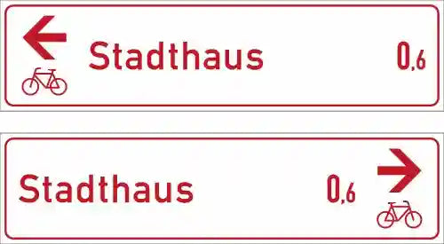 Radwegschild als Tabellenwegweiser, doppelseitig