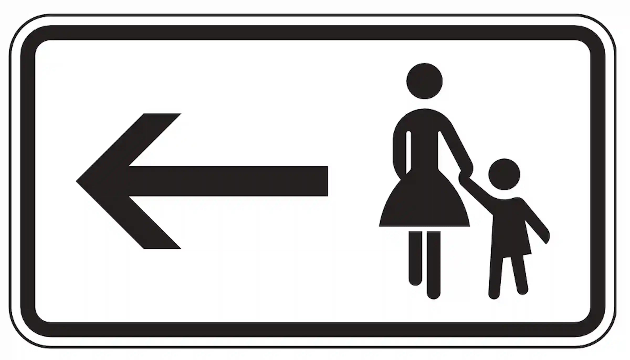 Verkehrszeichen 1000-12: Fußgänger linksseitig ausweichen.