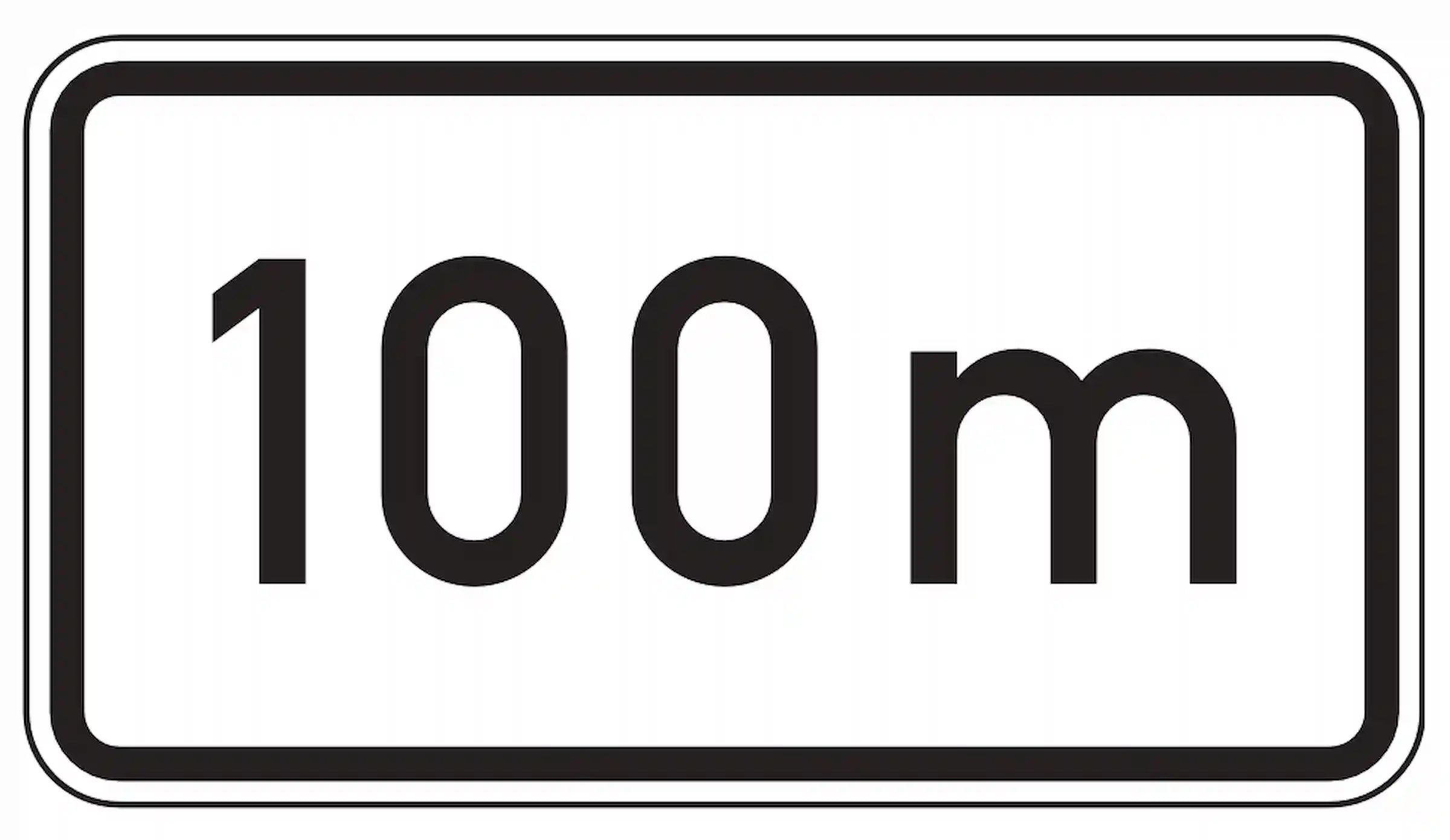 Verkehrszeichen zeigt Beginn der Regelung in 100 m.
