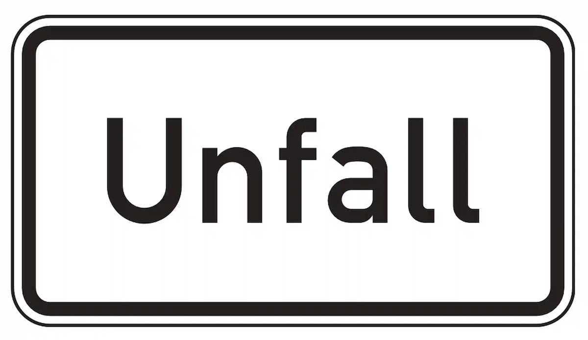 Zusatzzeichen: Unfallstelle voraus.