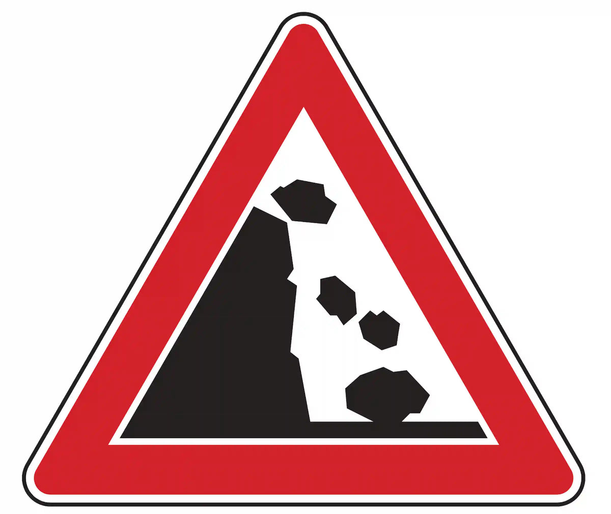 Verkehrszeichen 101-25 – Steinschlag (Warnschild, Aufstellung links)