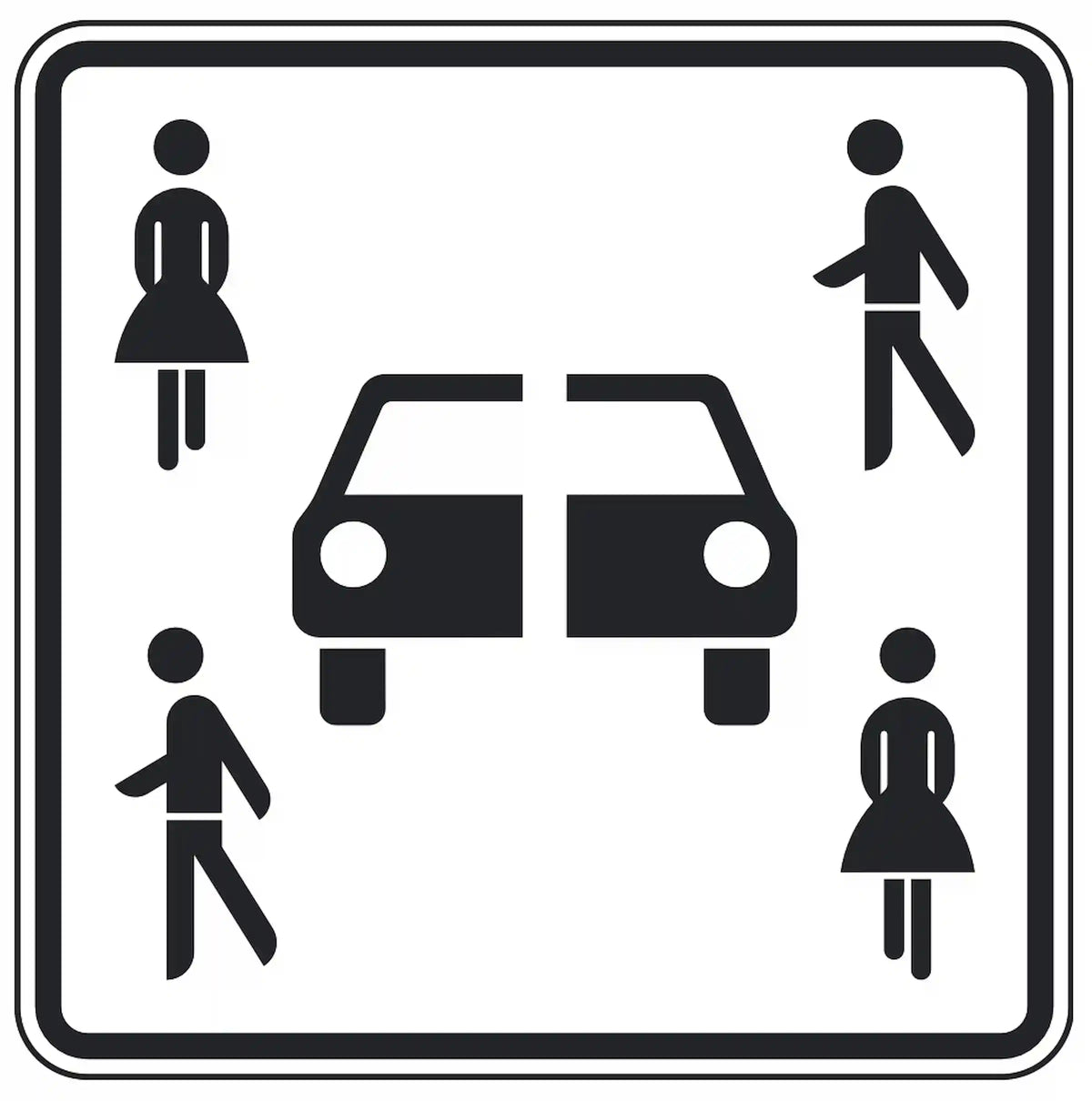 Verkehrszeichen 1010-70: Zusatzzeichen „Carsharing“. Kennzeichnet Parkplätze für Carsharing-Fahrzeuge, meist in Kombination mit den Zeichen 314 oder 315. Gilt entweder allgemein oder für bestimmte Anbieter (per Zusatzschild).