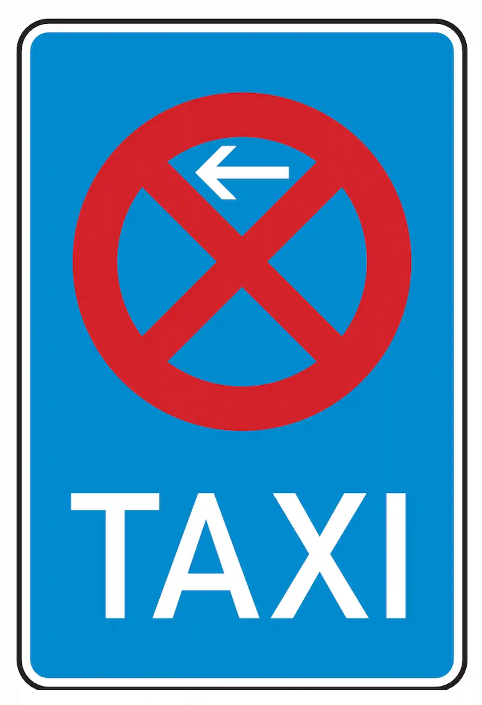 Verkehrszeichen 229-10: Beginn eines Taxenstands, rechte Aufstellung.