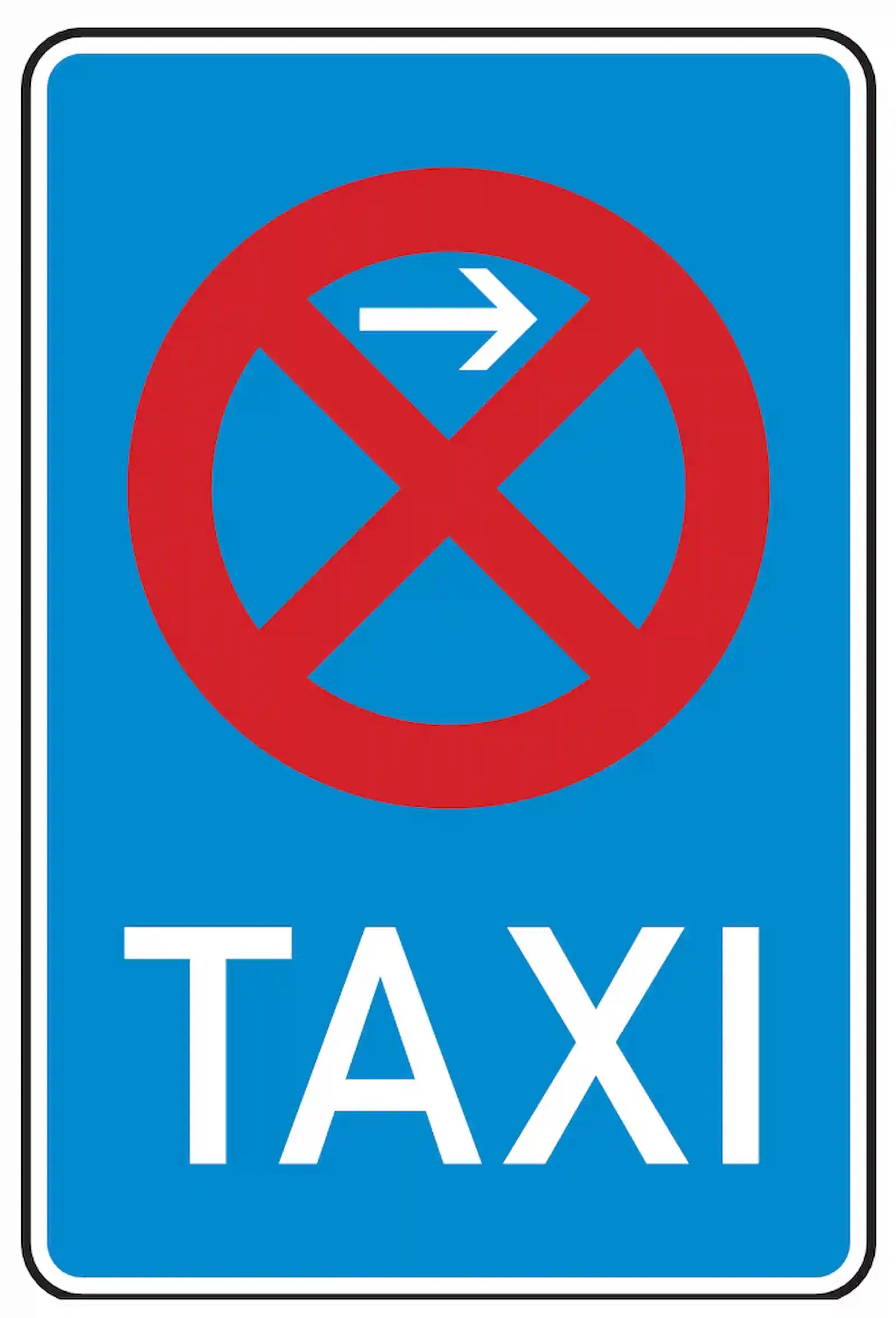 Verkehrszeichen 229-21: Beginn eines Taxenstands, linke Aufstellung.