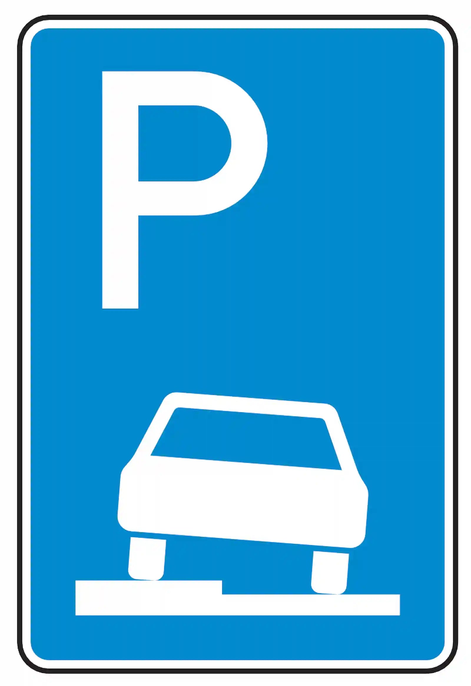 Verkehrszeichen 315-50: Halbseitiges Parken auf Gehweg, Fahrtrichtung links, bis 2,8 t.
